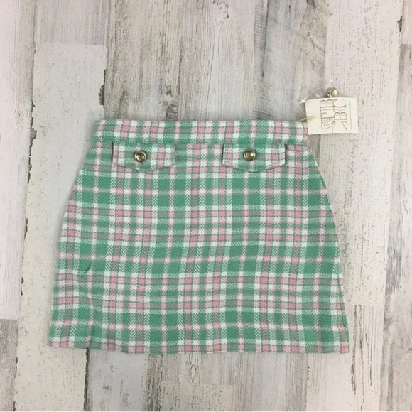 The Beaufort Bonnet Company Green and Pink Plaid Mini Skirt - Picture 1 of 7